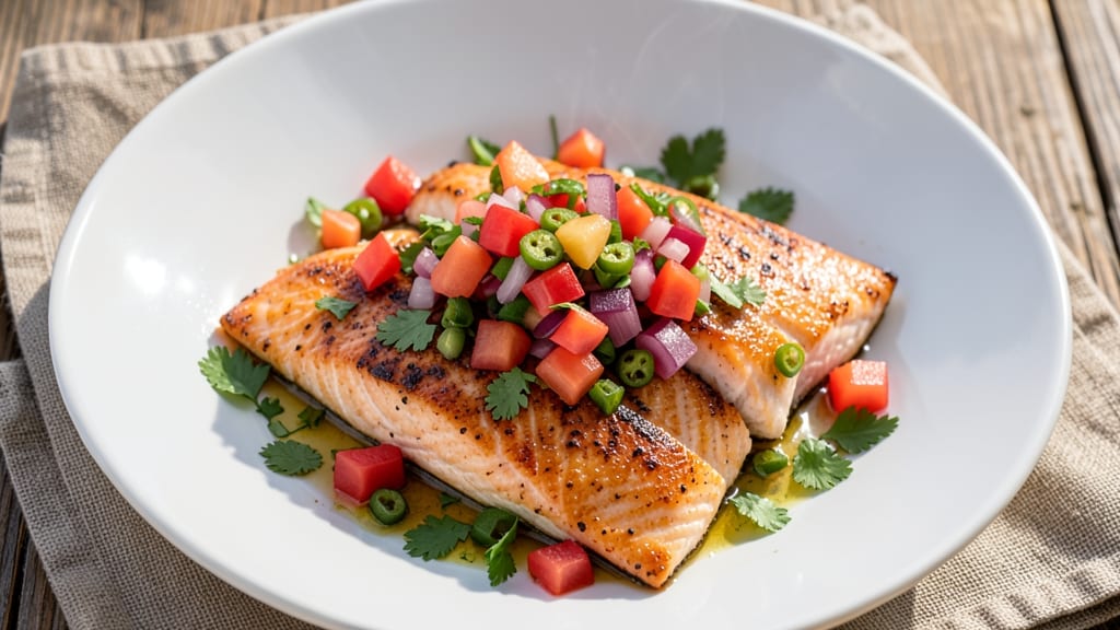 Baked Salmon With Pineapple Salsa Recipe: Tropical Crisp and Sweet Balance