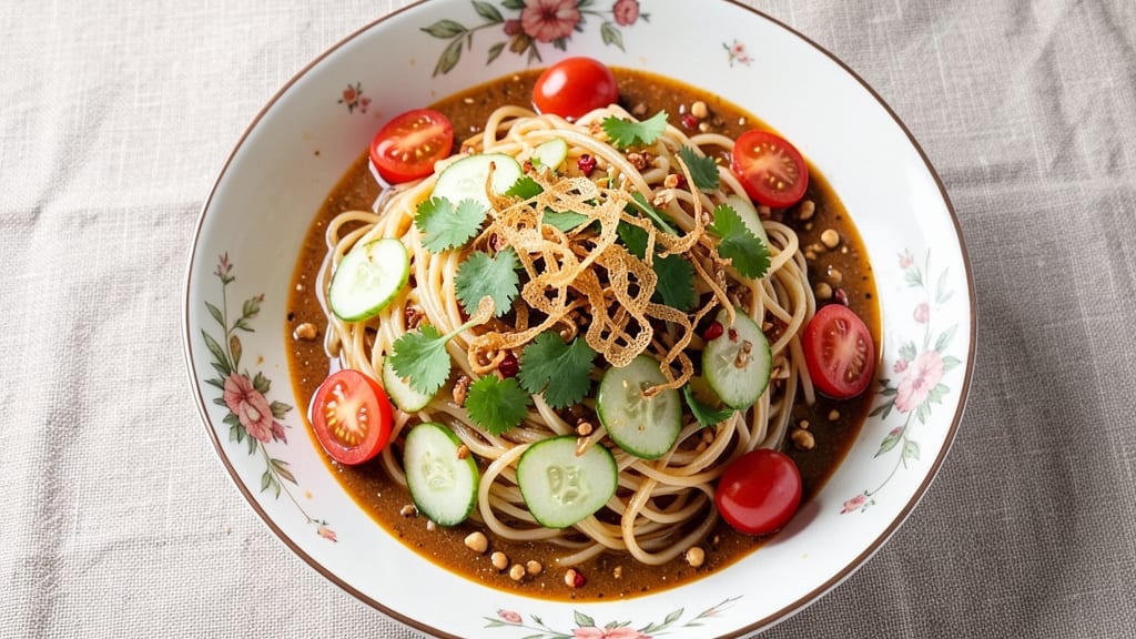 Cold Noodle Salad With Spicy Peanut Sauce Recipe: Crunchy Rice Noodles and Nutty Heat Balance